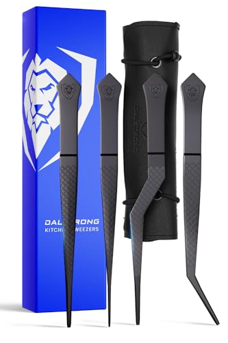 Dalstrong Professional Food Tweezers-Giftable 4pc Set-6.5"-High-Precision Tweezer Tongs-Black Titanium Coating-Plating, Multi-use-304 Stainless Steel-Culinary Fine Use-Metal Kitchen Tongs - Image 1