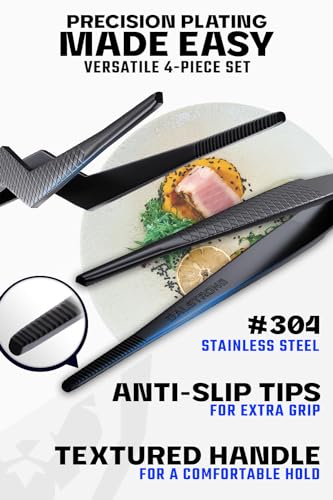Dalstrong Professional Food Tweezers-Giftable 4pc Set-6.5"-High-Precision Tweezer Tongs-Black Titanium Coating-Plating, Multi-use-304 Stainless Steel-Culinary Fine Use-Metal Kitchen Tongs - Image 2
