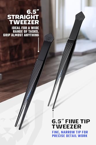 Dalstrong Professional Food Tweezers-Giftable 4pc Set-6.5"-High-Precision Tweezer Tongs-Black Titanium Coating-Plating, Multi-use-304 Stainless Steel-Culinary Fine Use-Metal Kitchen Tongs - Image 3