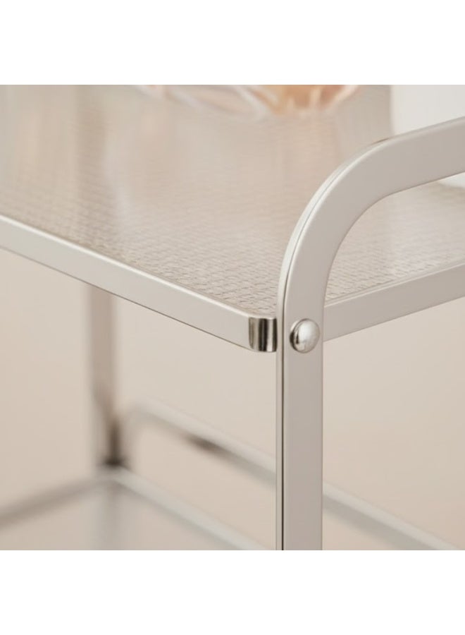 طلال منظم حمام لعرض مستحضرات التجميل، صينية عطور إبداعية مكونة من طبقتين لطاولة الزينة والمكياج وغرفة المعيشة - فضي - Image 4