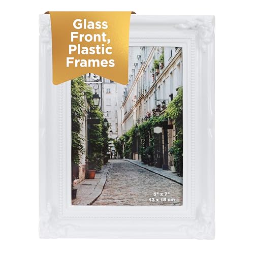 Kiera Grace Georgia Picture Frame, Holds a 5" x 7" Photo, 7" x 9" Large Plastic Picture Frame for Wall Hanging and Photo Display, White - Image 1