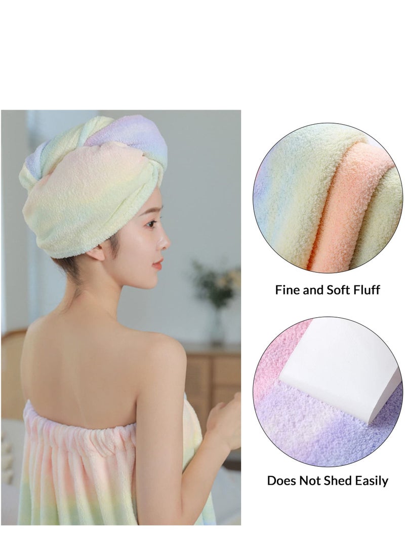 SYOSI 4 Pcs Bath Wrap Towel and Hair Drying Towel Kit, Adjustable Elastic Ultra Absorbent Towel Wrap with Snap Closure Microfiber Soft Coral Fleece Quick Dry Hair Towel Wrap for Women Girl  - Image 4