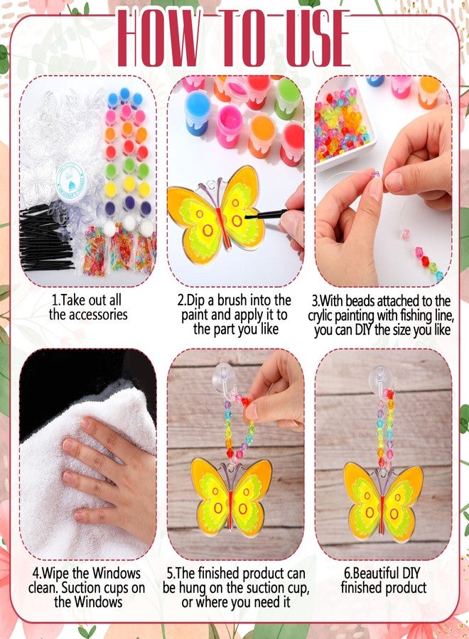 WinnerWhy 30 Sets Suncatchers Window Art Kits, DIY Sun Catchers Bulk Crafts Paint Your Own Window Ornaments for Boys Girls Classroom Home Party Birthday Activity Decor (Butterfly Style) - Image 5