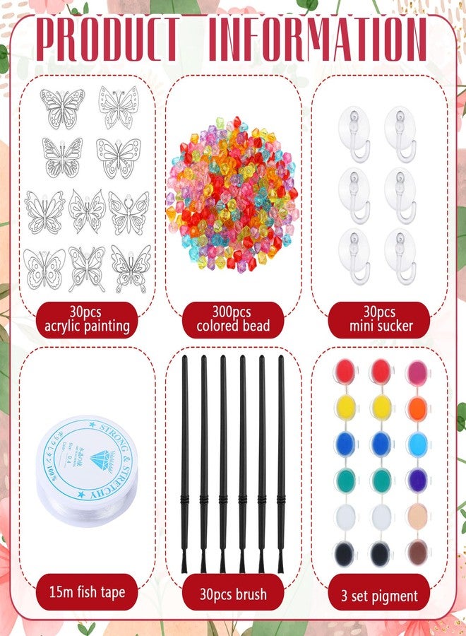 WinnerWhy 30 Sets Suncatchers Window Art Kits, DIY Sun Catchers Bulk Crafts Paint Your Own Window Ornaments for Boys Girls Classroom Home Party Birthday Activity Decor (Butterfly Style) - Image 4