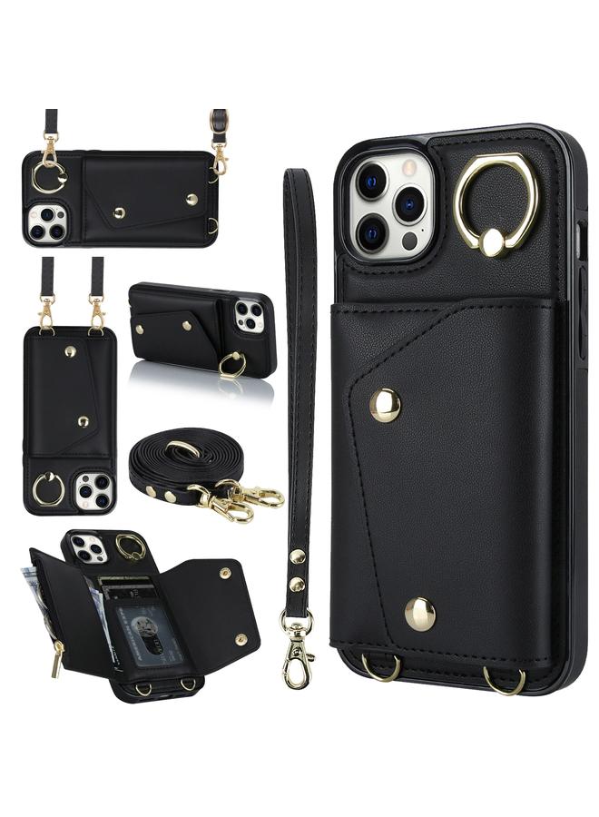 زبون جراب لهاتف iPhone 11 Pro Max مزود بسحاب وحقيبة بطاقات وحبل مزدوج - Image 1