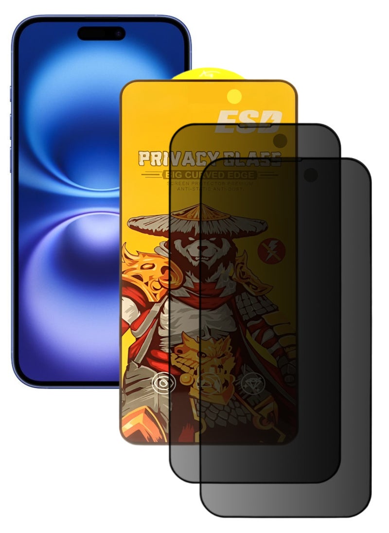 ESD 2 Pieces Tempered Dustproof Privacy Glass Screen Protector Compatible For iPhone 16 - Image 1