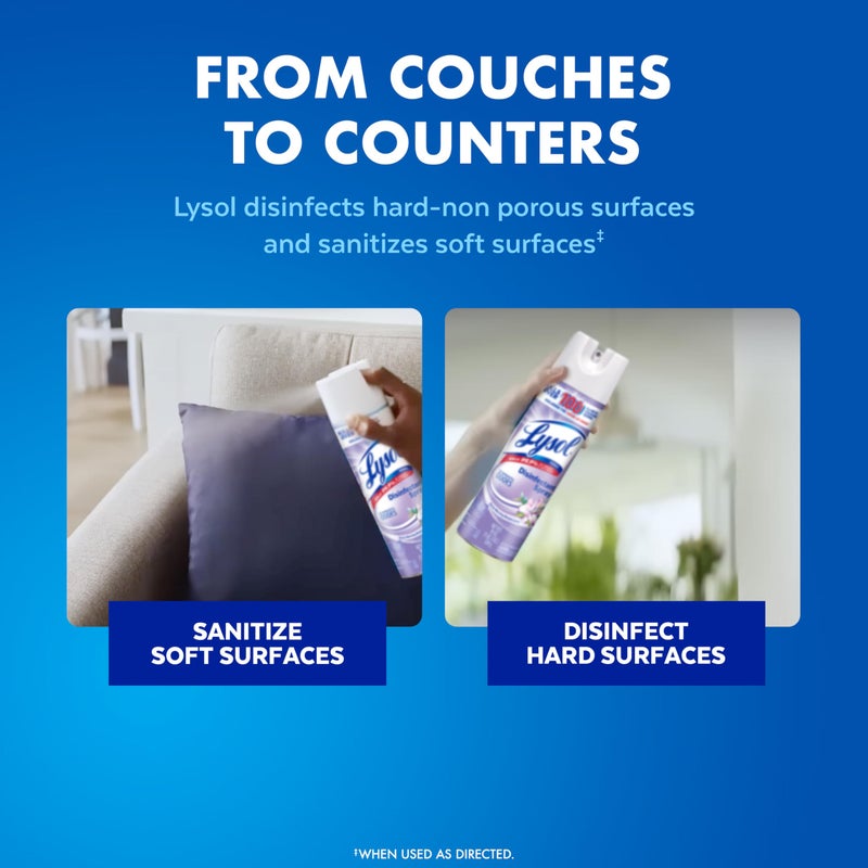 Lysol بخاخ مطهر ليسول، بخاخ تعقيم ومضاد للبكتيريا، للتعقيم وإزالة الروائح، نسيم الصباح الباكر، 19 أونصة سائلة (عبوة من 2)، قد يختلف التعبئة - Image 3