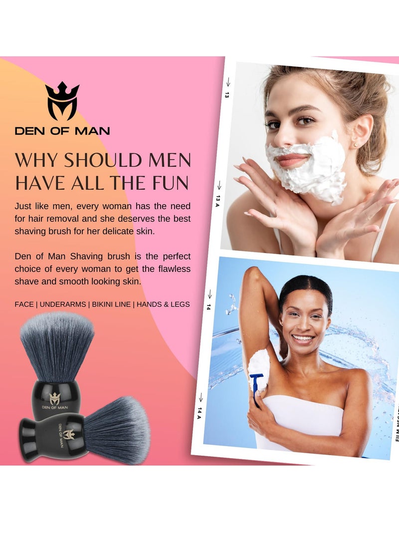 DEN OF MAN - Jumbo 27mm Knot Premium Cruelty Free Imitation Badger Hair Shaving Brush, Soft & Ultra Absorbent Bristles For Smooth Shave, Black Resin Handle(Pack of 2) - Image 1