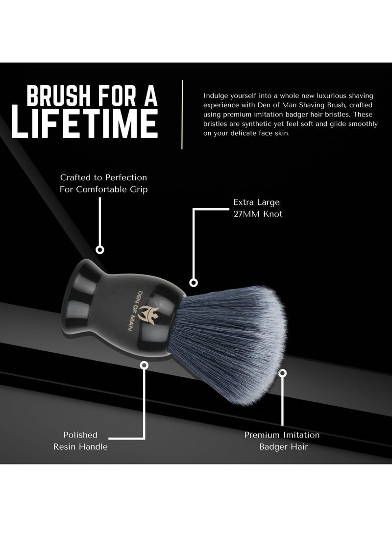 DEN OF MAN - Jumbo 27mm Knot Premium Cruelty Free Imitation Badger Hair Shaving Brush, Soft & Ultra Absorbent Bristles For Smooth Shave, Black Resin Handle(Pack of 2) - Image 1