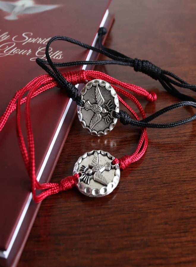 Needzo Holy Spirit Confirmation Bracelets with Dove Medal, Religious Keepsake Gifts, Red and Black Colors Included, 8 Inches Adjustable - Image 5