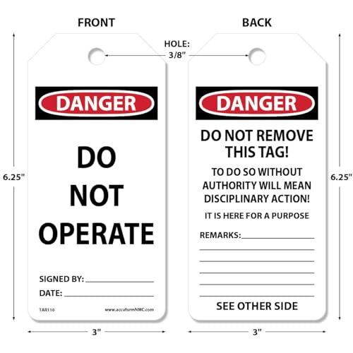 Accuform علامات السلامة AccuformNMC NMC 100 بواسطة اللف، خطر لا تعمل، علامات متوافقة مع OSHA، مقاومة للماء PF-Cardstock، تقاوم التمزق، 6.25"x3"، TAR110، علامات السلامة، واللافتات، والتسميات المصنوعة في أمريكا - Image 2