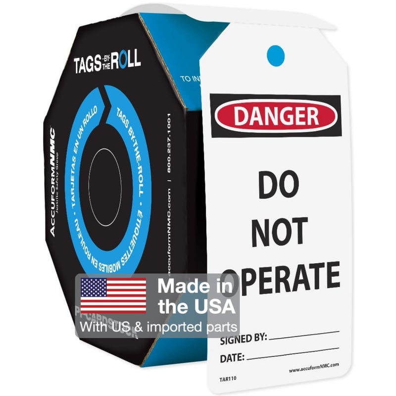 Accuform علامات السلامة AccuformNMC NMC 100 بواسطة اللف، خطر لا تعمل، علامات متوافقة مع OSHA، مقاومة للماء PF-Cardstock، تقاوم التمزق، 6.25"x3"، TAR110، علامات السلامة، واللافتات، والتسميات المصنوعة في أمريكا - Image 5