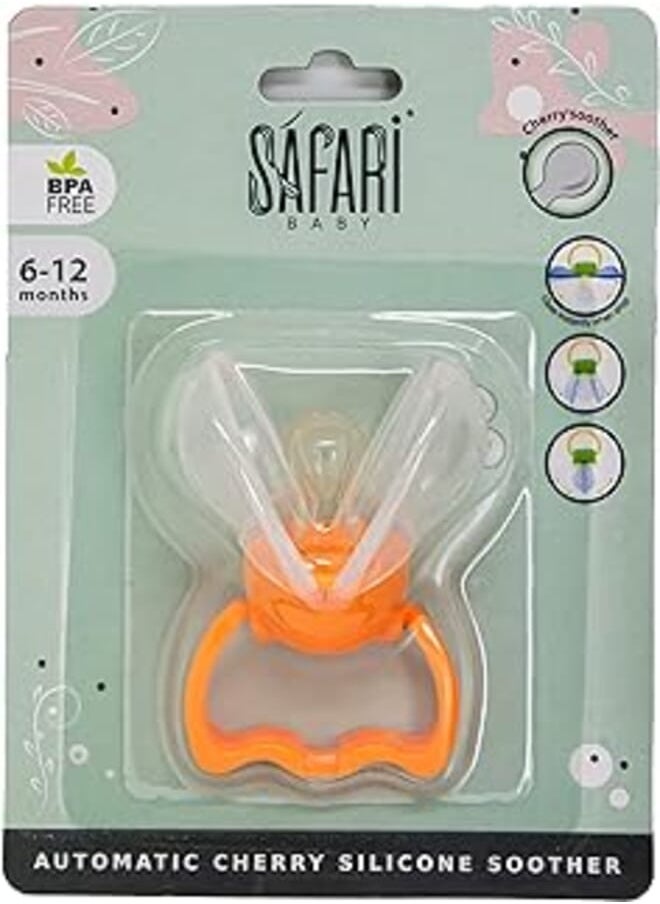 Safari Safari cherry auto close soother 6-12 orange 1 piece 