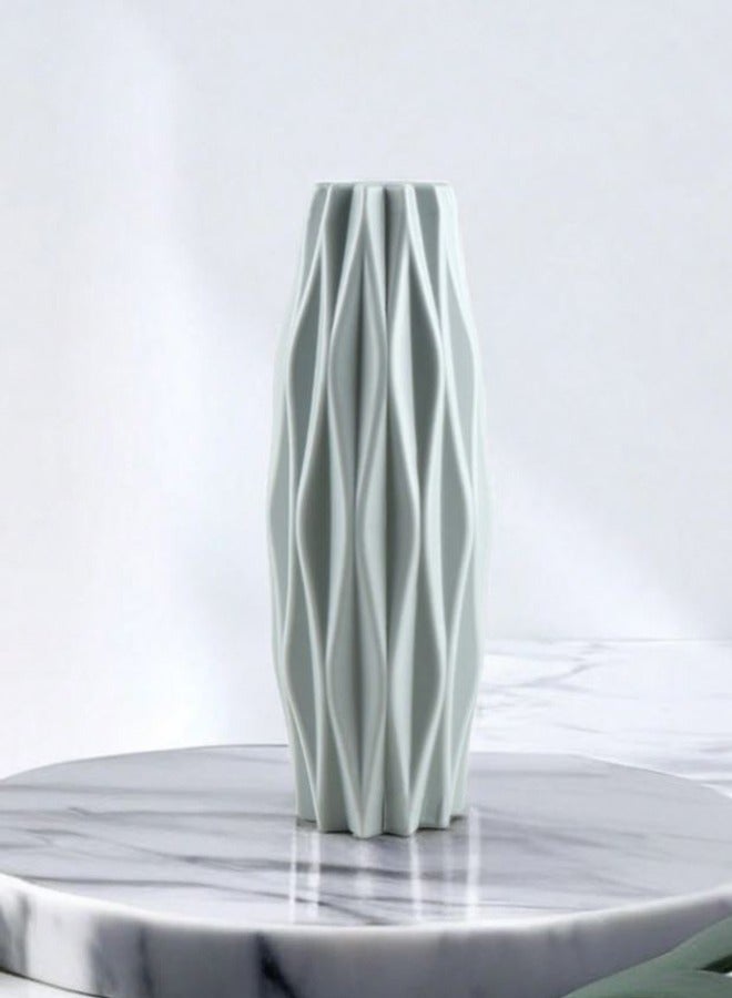 سويس كانتون مزهرية زهور بلاستيكي فاخر بتصميم نوردك - 21 سم، مظهر خزفي، خفيف الوزن وغير قابل للكسر، مزهرية ديكورية عصرية للمنزل والمكتب والفعاليات وترتيبات الزهور - Image 2