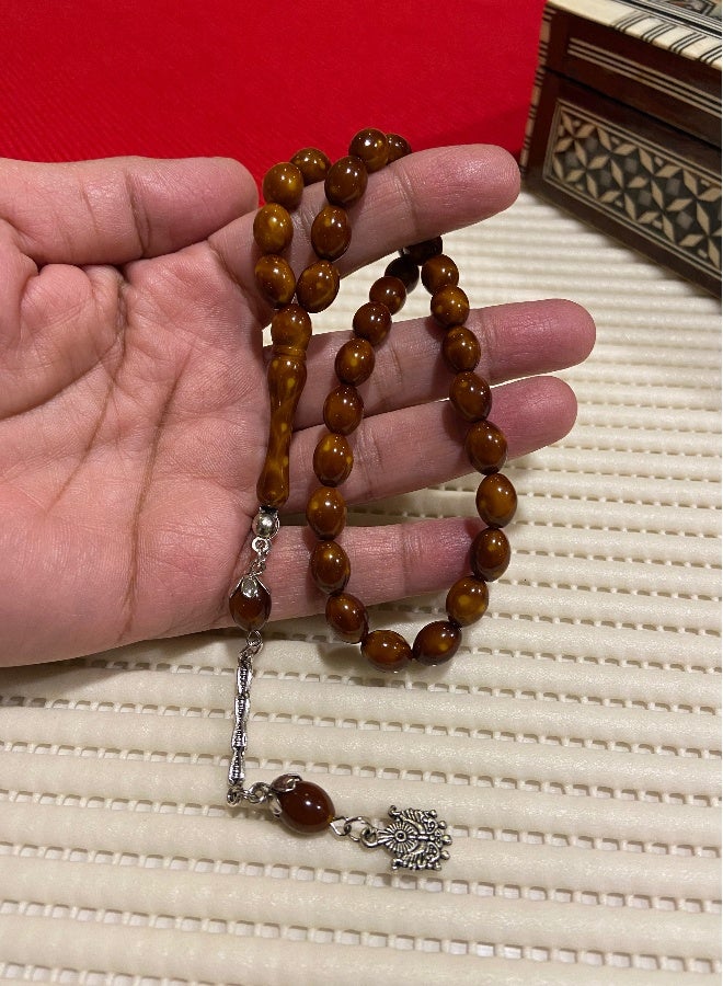 Small Faturan Bakelite Prayer Beads For Men 33 Beads Size 8mm x 10.5mm - Image 5