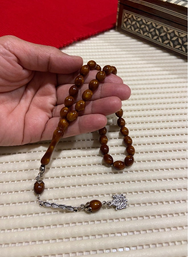 Small Faturan Bakelite Prayer Beads For Men 33 Beads Size 8mm x 10.5mm - Image 1
