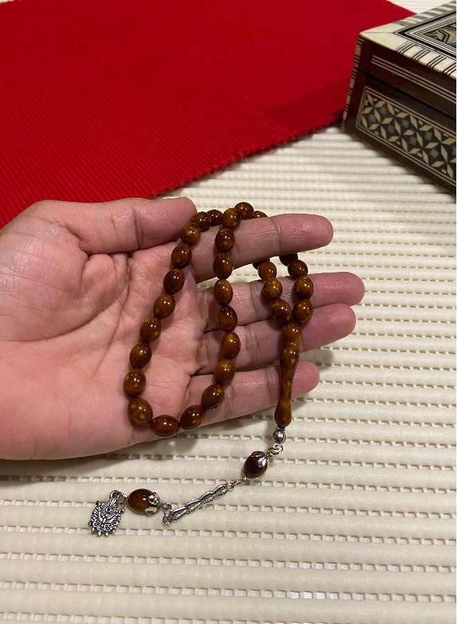 Small Faturan Bakelite Prayer Beads For Men 33 Beads Size 8mm x 10.5mm - Image 2