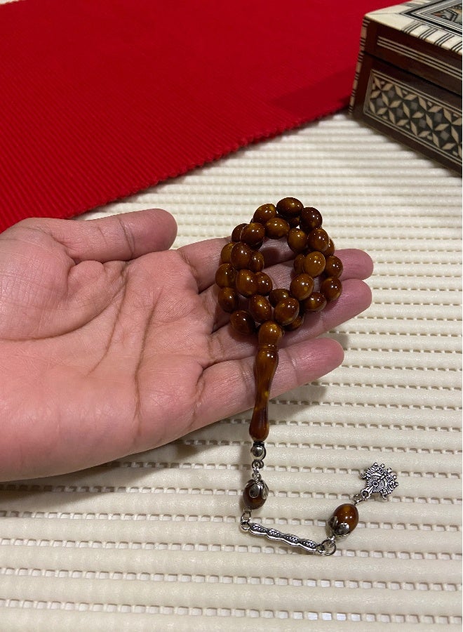 Small Faturan Bakelite Prayer Beads For Men 33 Beads Size 8mm x 10.5mm - Image 3