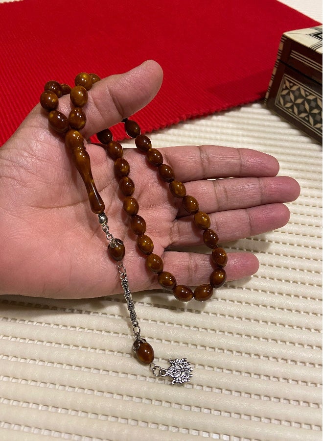 Small Faturan Bakelite Prayer Beads For Men 33 Beads Size 8mm x 10.5mm - Image 4