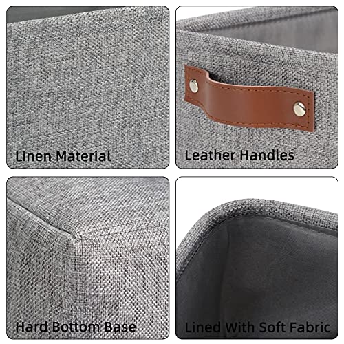 DULLEMELO Small Collapsible Fabric Basket for Organizing, Shelves, Closets, Laundry, Nursery, Decorative Gift Basket (Gray) - Image 3