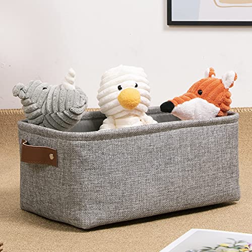 DULLEMELO Small Collapsible Fabric Basket for Organizing, Shelves, Closets, Laundry, Nursery, Decorative Gift Basket (Gray) - Image 2