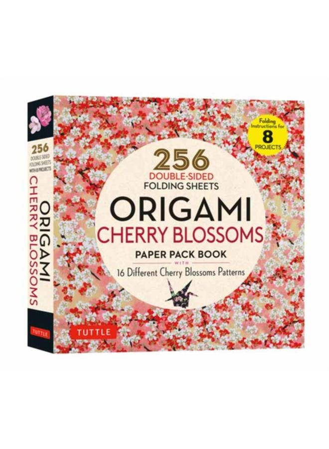 Origami Cherry Blossoms Paper Pack Book : 256 Double-Sided Folding Sheets with 16 Different Cherry Blossom Patterns with solid colors on the back (Includes Instructions for 8 Models) 