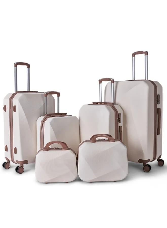 LIMRA Hardside 6 Piece Luggage Trolley Set Beige/Gold