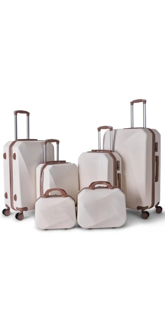 LIMRA Hardside 6 Piece Luggage Trolley Set Beige/Gold