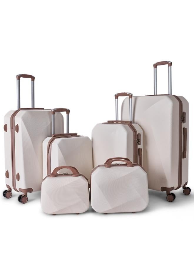 ليمرا طقم شنط سفر مكون من 6 حقائب أمتعة بعجلات و بتصميم صلب بيج/ ذهبي - Image 1