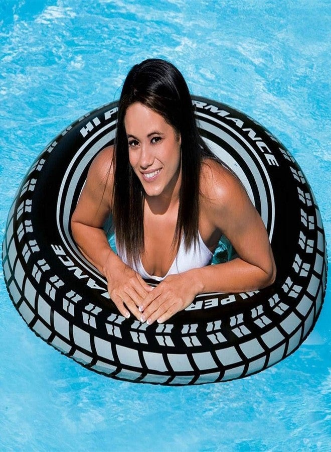 CARRYZE Inflatable Swimming Pool Tire Tube Ring 91 cm for Adults - Giant Tyre Design Float Tube, Big Size PVC Swim Ring Pool Float for Beach, Pool & Water Fun (Black) - Image 2