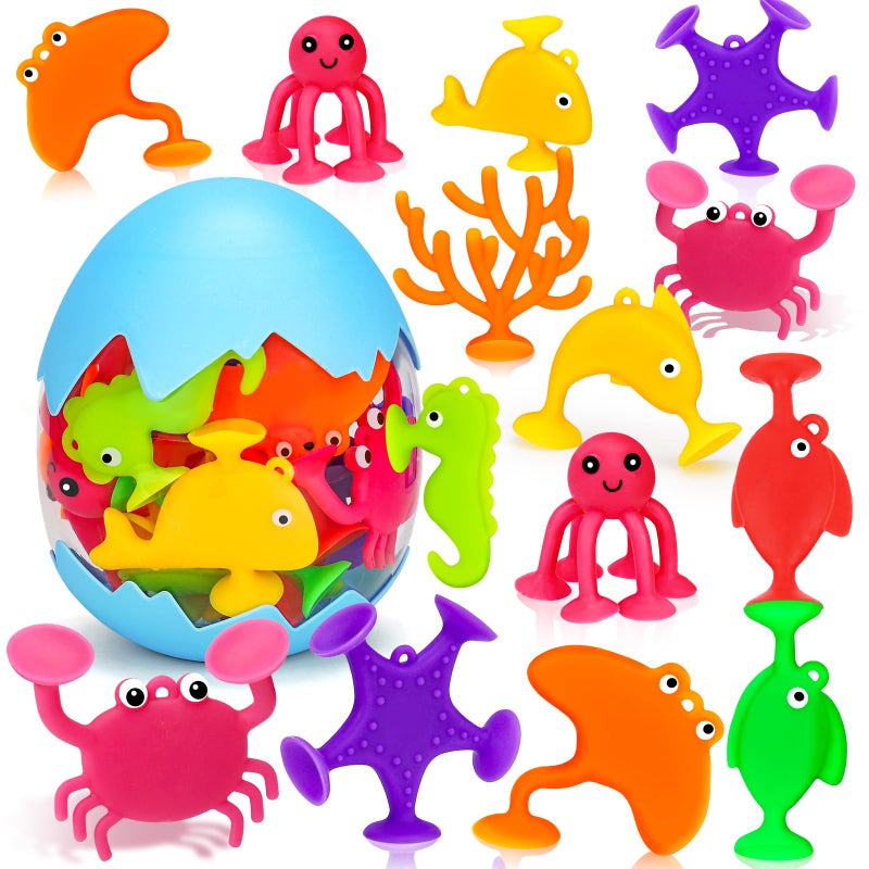 Joosharkidz Toddler Suction Cup Bath Toys Ocean Animal Bath Water Toys for Kids Ages 13 35 48 No Hole Mold Free Bathtub Car Window Toys Travel Trip Essentials for 3 4 5 Year Old Boy Girl Birthday Gift - Image 2