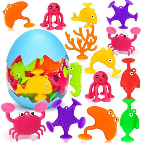 Joosharkidz Toddler Suction Cup Bath Toys Ocean Animal Bath Water Toys for Kids Ages 13 35 48 No Hole Mold Free Bathtub Car Window Toys Travel Trip Essentials for 3 4 5 Year Old Boy Girl Birthday Gift - Image 1