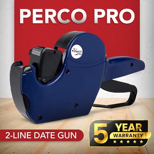Perco Pro 2 Line Date Gun Labeler Kit, Includes 16 Digits Label Gun, 10,500 White Labels, Inker Remover Tool, and Pre-Loaded Ink Roll - Image 4