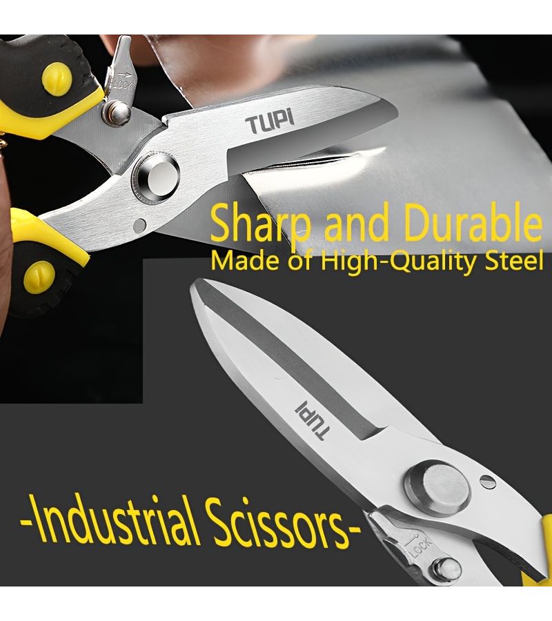 1pc Large Heavy Duty Industrial Shears High Quality Steel Scissors Ultra Sharp Sheet Metal Round Head - Image 4