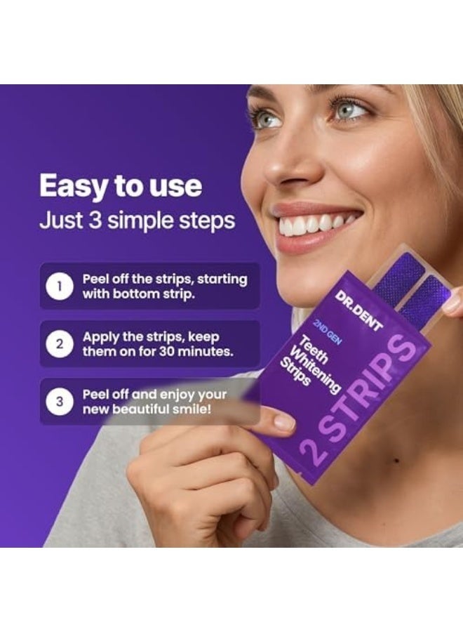 شرائط تبييض الأسنان الأرجوانية من DRDENT 21 علاجًا - آمنة على المينا - تبييض الأسنان غير الحساسة - تبييض دون أي ضرر - عبوة من 42 قطعة - Image 2
