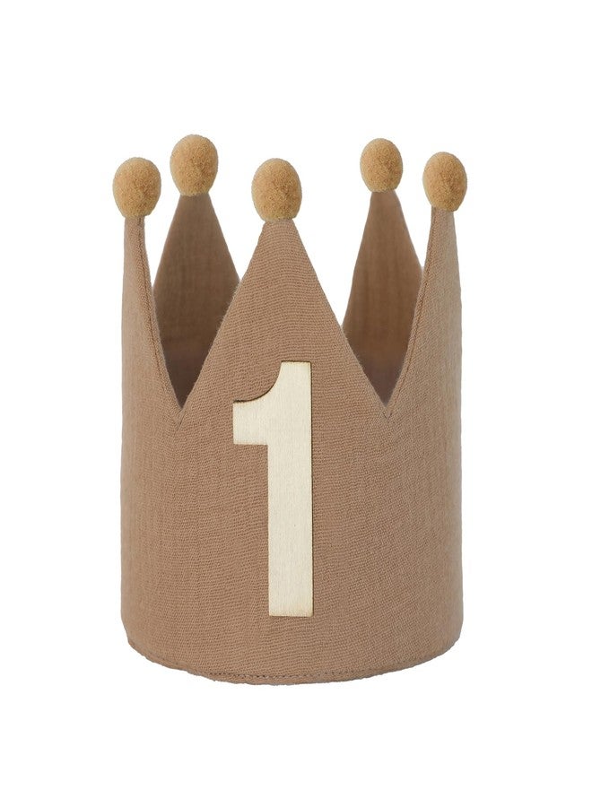 DCJHFJ Handmade Crown Hat 1st Birthday For Baby Boy Girl First Birthday Party Decoration 1st Brown Headband - Image 1