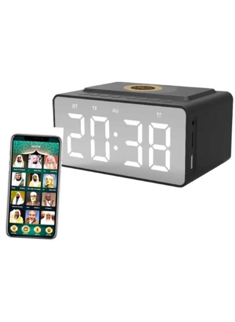 بيوينتي Digital Islamic Azan Prayer Clock with LCD Display, 5 Prayer Times, Accurate Azan Alarm, Adjustable Volume, Easy Setup, Clear Screen – Perfect for Home or Office Use, Elegant Black Design  - Image 1