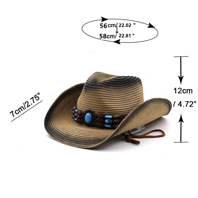 Straw Fedora Hat Unisex British Wide Brim Summer Beach Sun Hat - Image 2