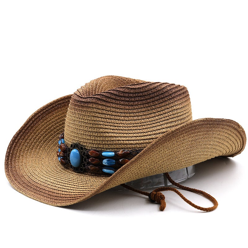 Straw Fedora Hat Unisex British Wide Brim Summer Beach Sun Hat - Image 4