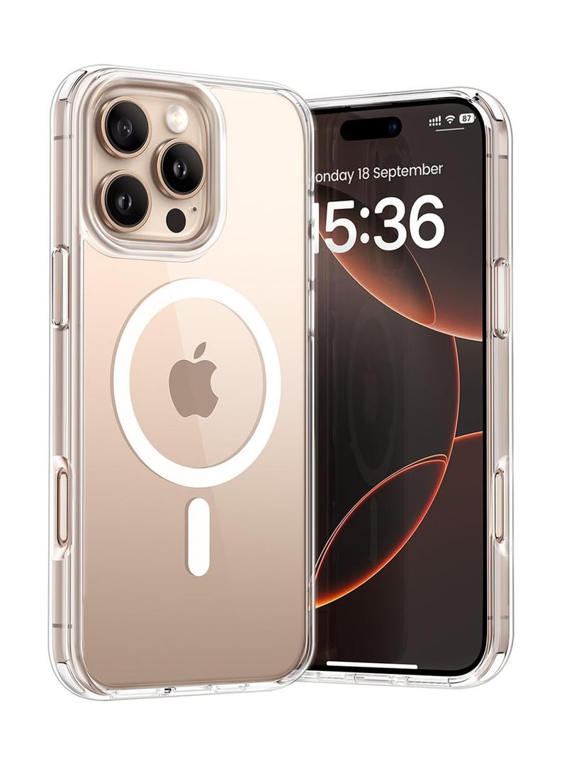 Case For iPhone 16 Pro Max Clear Magnetic Cover MagSafe Compatible - Hybrid Protective Crystal Clear Hard Back Case - Shockproof Silicone Frame - Slim Transparent Case for Apple iPhone 16 Pro Max - Image 1