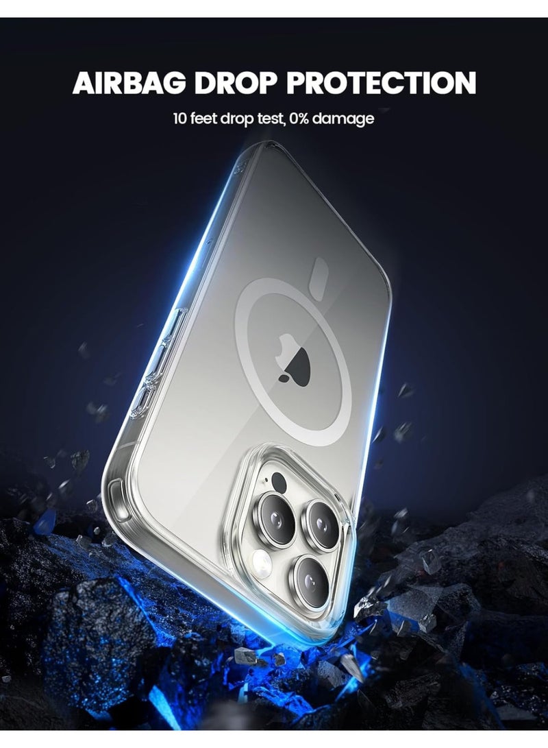 Case For iPhone 16 Pro Max Clear Magnetic Cover MagSafe Compatible - Hybrid Protective Crystal Clear Hard Back Case - Shockproof Silicone Frame - Slim Transparent Case for Apple iPhone 16 Pro Max - Image 2