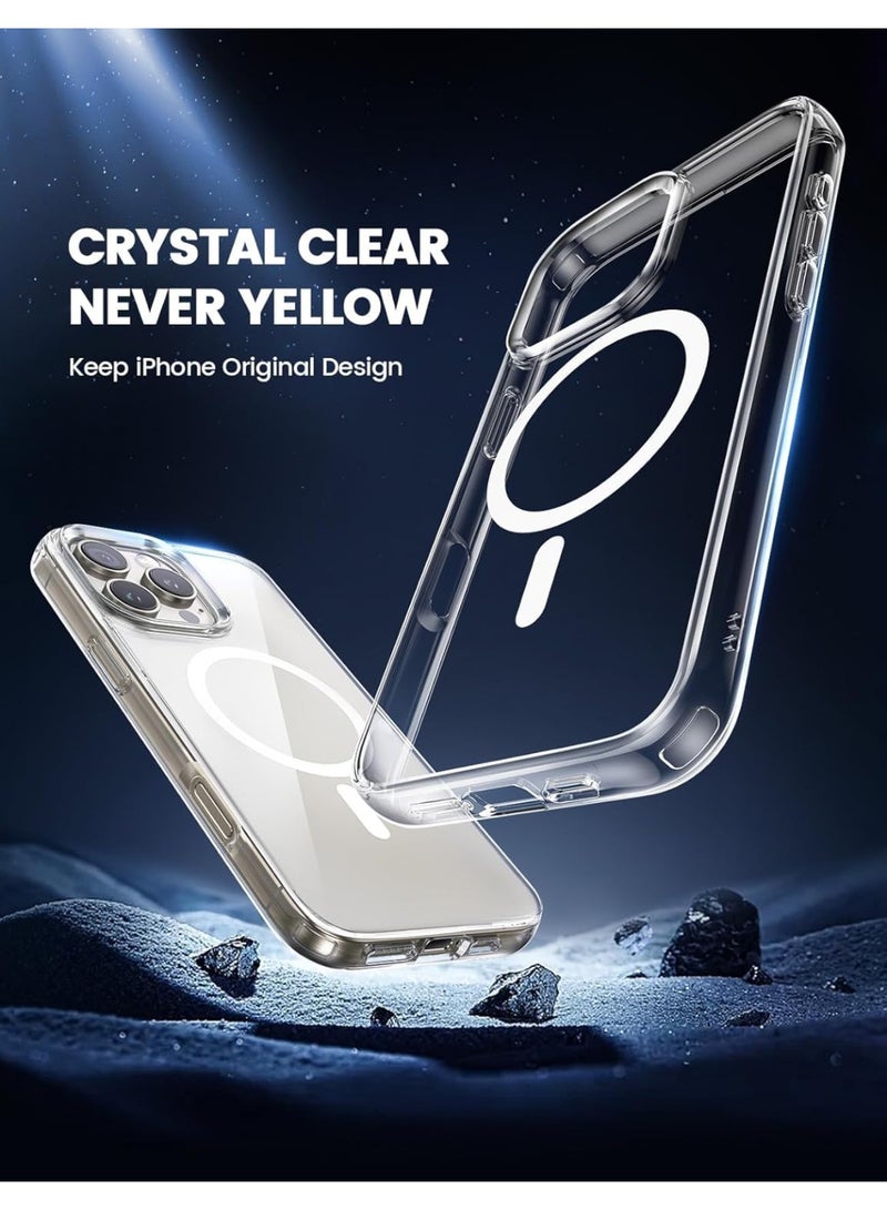 Case For iPhone 16 Pro Max Clear Magnetic Cover MagSafe Compatible - Hybrid Protective Crystal Clear Hard Back Case - Shockproof Silicone Frame - Slim Transparent Case for Apple iPhone 16 Pro Max - Image 3