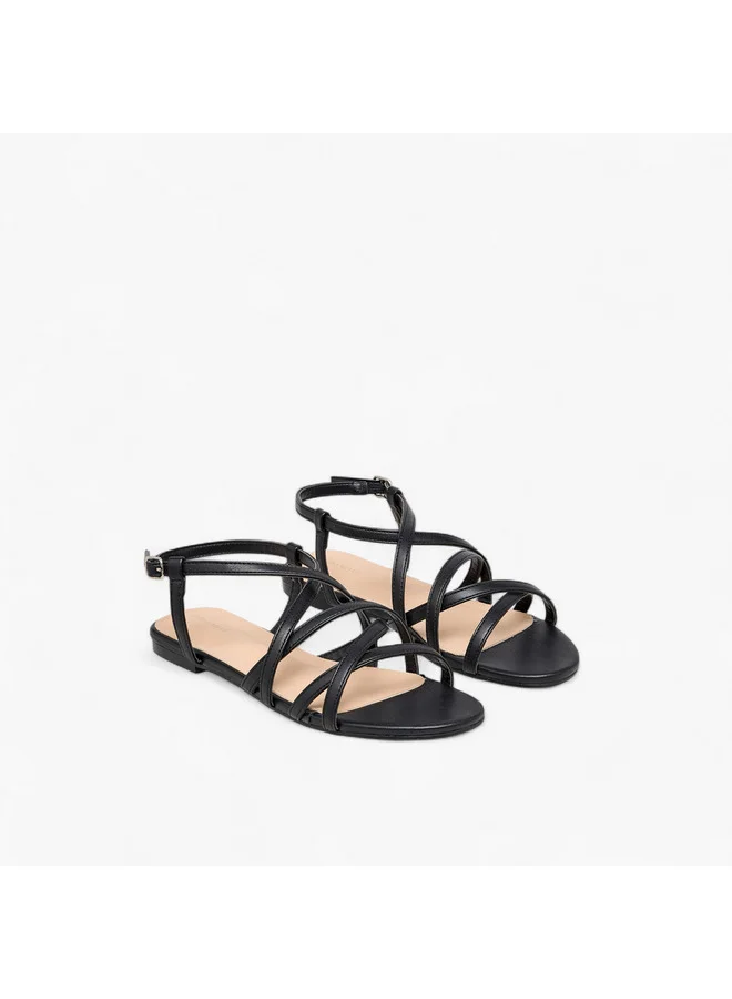 Flora Bella By Shoexpress Women Solid Criss Cross Sandals with Buckle Closure