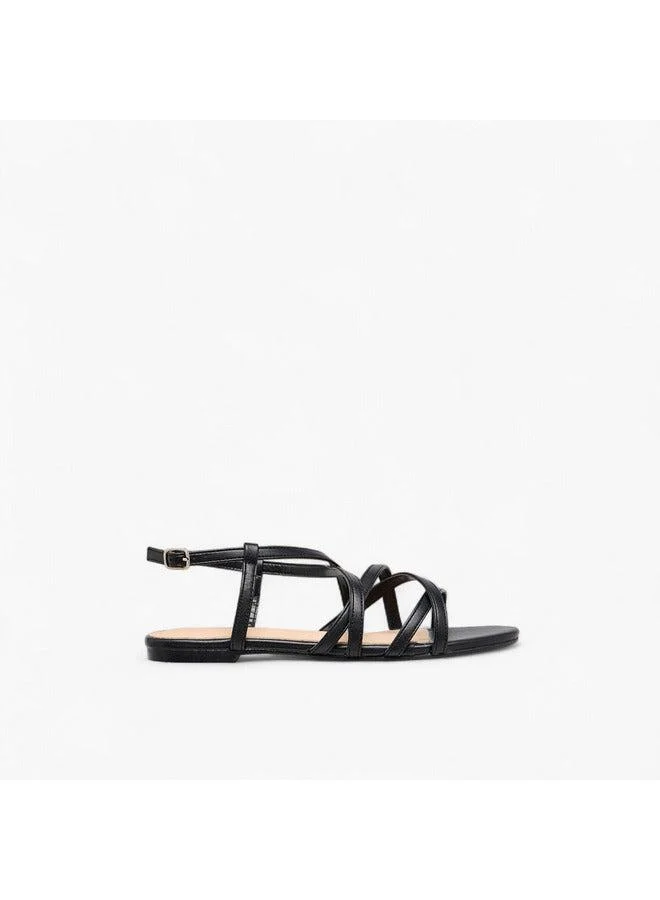 Flora Bella By Shoexpress Women Solid Criss Cross Sandals with Buckle Closure