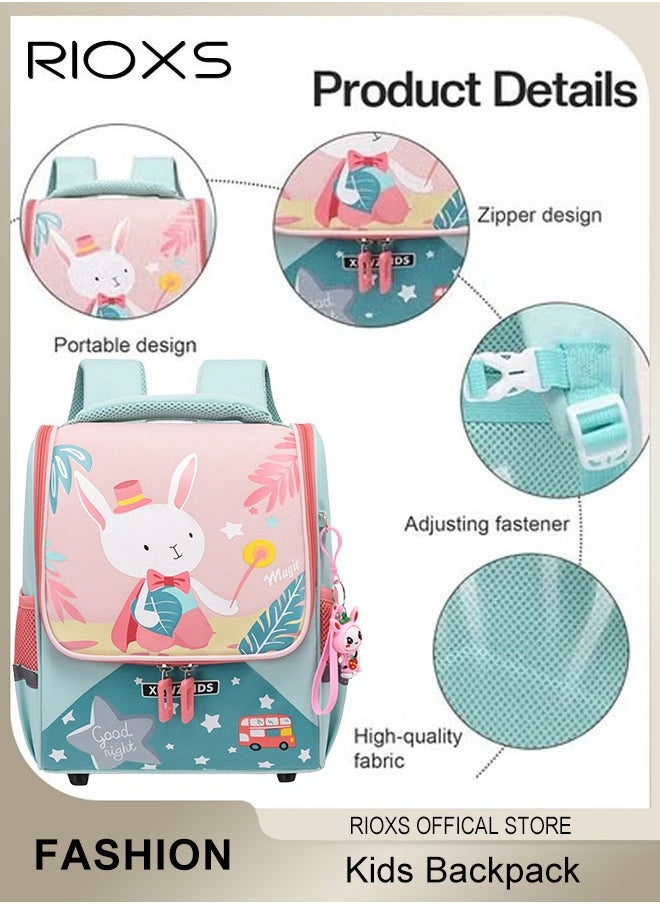 RIOXS Kids Backpacks, Girls Backpack with Adjustable Padded Shoulder Straps, Personalized Waterproof School Bags with Cartoon Patterns, Lightweight Resistant Travel Daypack, School Bookbag As Perfect Gifts for Girls, 25x14x30cm  - Image 2