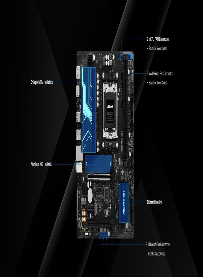 أسروك لوحة أم ASRock B850M-X R2.0 AM5 Micro-ATX: تدعم معالجات AMD Ryzen 9000/8000/7000 | ذاكرة DDR5 بتردد 8200+ مع إمكانية كسر السرعة | منفذ PCIe 5.0 M.2 | منفذ LAN بسرعة 2.5 جيجابت | منفذ USB 3.2 من النوع C | منفذ HDMI/DP - Image 4