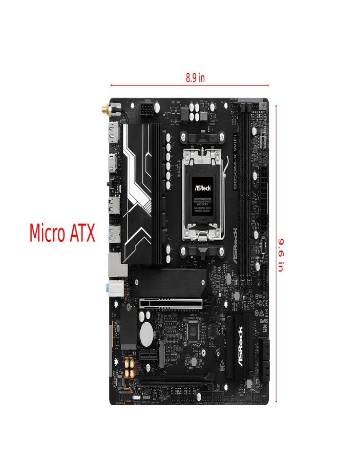 أسروك لوحة أم ASRock B850M-X R2.0 AM5 Micro-ATX: تدعم معالجات AMD Ryzen 9000/8000/7000 | ذاكرة DDR5 بتردد 8200+ مع إمكانية كسر السرعة | منفذ PCIe 5.0 M.2 | منفذ LAN بسرعة 2.5 جيجابت | منفذ USB 3.2 من النوع C | منفذ HDMI/DP - Image 2