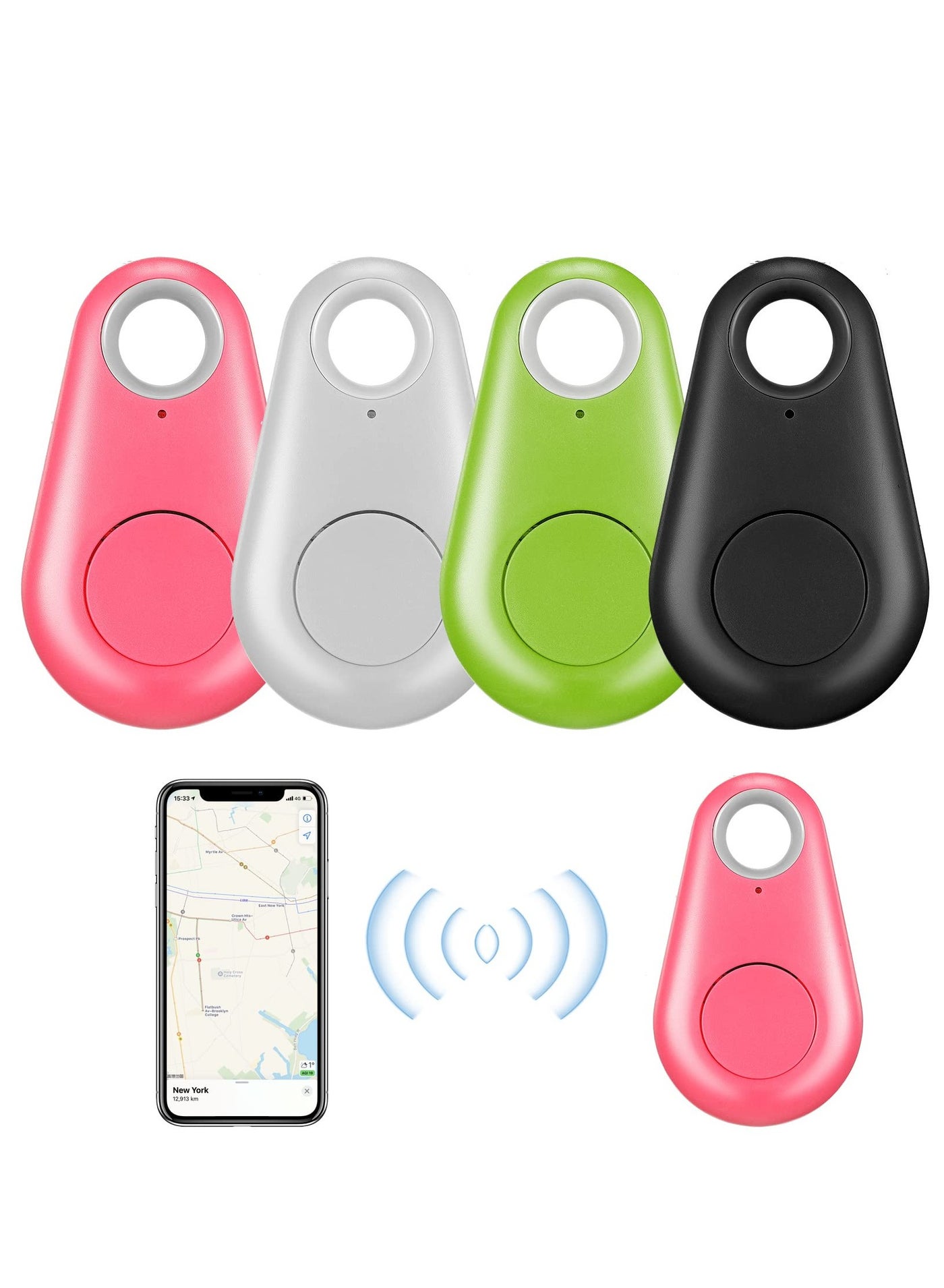 Smart Tracker 4 Packs Water Droplets Shape Multicolor Wireless Key Finder Locator Mini Tracker Anti Lost Alarm Sensor Device Remote Finder Item Finders for Kids Phone Car Wallet Luggage Pet