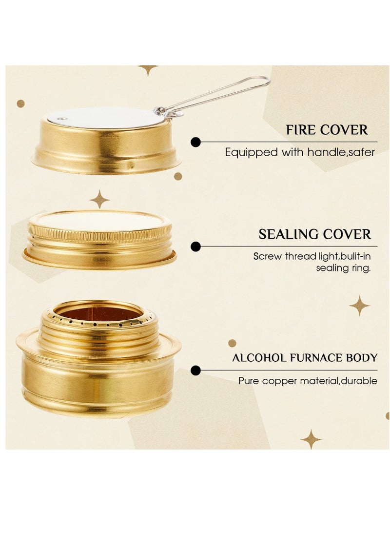 Excefore - Brass Burner Camping Stove with Fuel Storage Rubber Gasket Cooktop Camping Backpacking Stoves with Variable Temperature Control for Cooking, 2 Pcs - Image 1