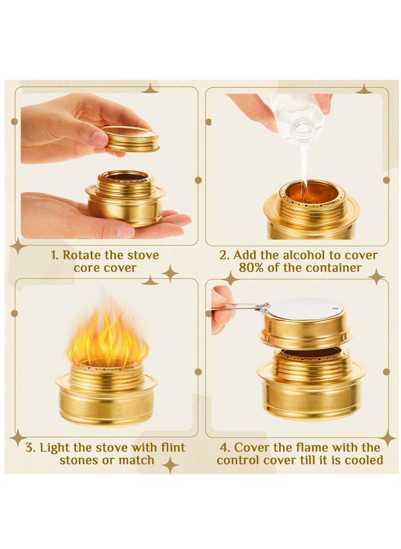 Excefore - Brass Burner Camping Stove with Fuel Storage Rubber Gasket Cooktop Camping Backpacking Stoves with Variable Temperature Control for Cooking, 2 Pcs - Image 1